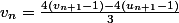 v_{n} = \frac{4(v_{n+1}-1)-4(u_{n+1}-1)}{3}